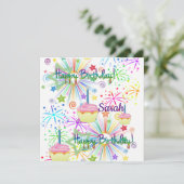 Happy Birthday Card Einladung Pink Cupcake (Stehend Vorderseite)