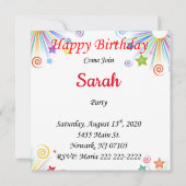 Happy Birthday Card Einladung Pink Cupcake (Rückseite)