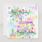 Happy Birthday Card Einladung Pink Cupcake (Vorderseite)