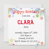 Happy Birthday Card Einladung Pink Pig (Rückseite)