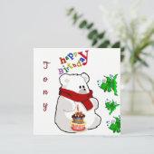 Happy Birthday Card Einladung Polar Bär (Stehend Vorderseite)