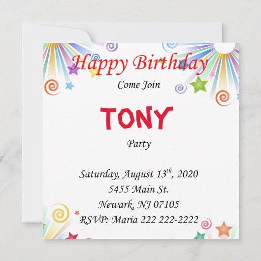 Happy Birthday Card Einladung Polar Bär (Rückseite)