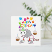 Happy Birthday Card Einladung Possum (Stehend Vorderseite)