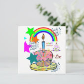 Happy Birthday Card Einladung Rainbow (Stehend Vorderseite)