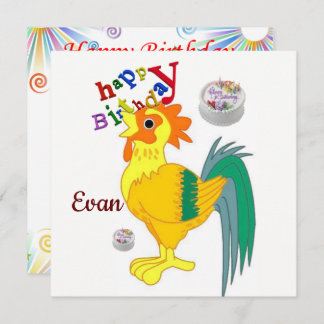Happy Birthday Card Einladung Rooster