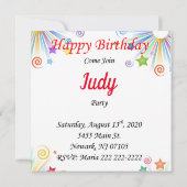 Happy Birthday Card Einladung Rote Herzen (Rückseite)