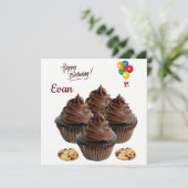 Happy Birthday Card Einladung Schokolade Cupcake (Stehend Vorderseite)