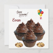 Happy Birthday Card Einladung Schokolade Cupcake (Vorderseite)