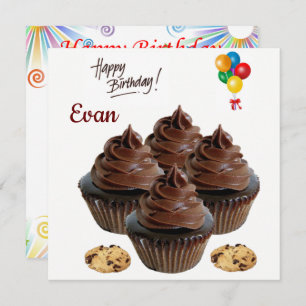 Happy Birthday Card Einladung Schokolade Cupcake