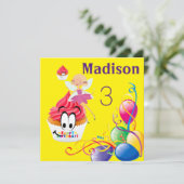 Happy Birthday Card Einladung Stripe FairyCupcake (Stehend Vorderseite)