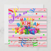 Happy Birthday Card Einladung Stripe FairyCupcake (Rückseite)