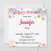 Happy Birthday Card Einladung White Teddy Bär (Rückseite)