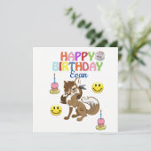 Happy Birthday Card Einladung Wolf (Stehend Vorderseite)