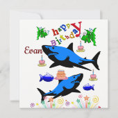 Happy Birthday Card Einladungshai Einladung (Vorderseite)