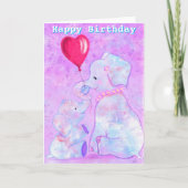 Happy Birthday Card Elephant Mama und Baby Karte (Vorderseite)
