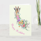 Happy Birthday Card Farbenfrohe Blume Giraffe Karte (Vorderseite)