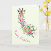 Happy Birthday Card Farbenfrohe Blume Giraffe Karte (Gelbe Blume)