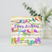 Happy Birthday Card farbenfrohe Musik Birds Song (Stehend Vorderseite)