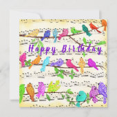 Happy Birthday Card farbenfrohe Musik Birds Song (Vorderseite)