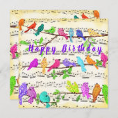 Happy Birthday Card farbenfrohe Musik Birds Song (Vorne/Hinten)