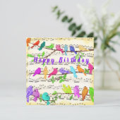 Happy Birthday Card farbenfrohe Musik Birds Song (Stehend Vorderseite)