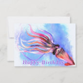 Happy Birthday Card Farbenfroher Tintenfisch - Mal (Vorderseite)