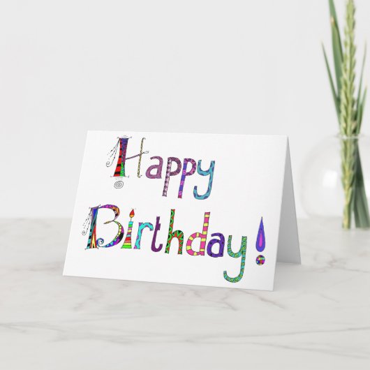 Happy Birthday Card Farbenvolles Briefdesign Karte (Vorderseite)
