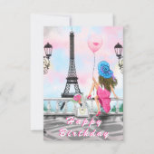 Happy Birthday Card Frau in Paris Eiffelturm Karte (Vorderseite)