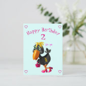 Happy Birthday Card - Funny Bird - Dein Alter / Ja Postkarte (Stehend Vorderseite)