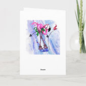 Happy Birthday Card Funny Pink Flamingo Skier Karte (Rückseite)