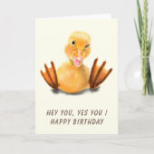 Happy Birthday Card Funny Yellow Duck Playful Wink Karte (Vorderseite)