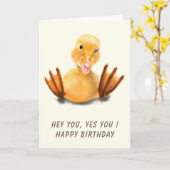 Happy Birthday Card Funny Yellow Duck Playful Wink Karte (Gelbe Blume)