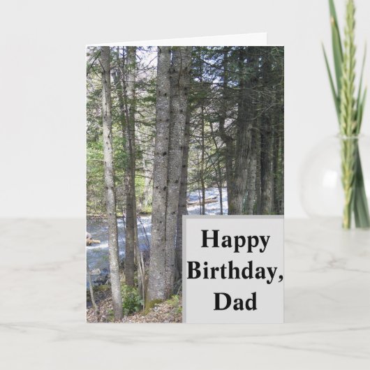 Happy Birthday Card für Vater. Wald mit Bach Karte (Vorderseite)