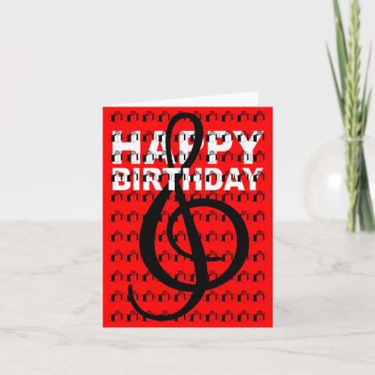 Happy Birthday Card G Clef Geschenkboxen Karte (Vorderseite)
