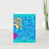 Happy Birthday Card Gelbe Blätter Pink Vase Karte (Rückseite)