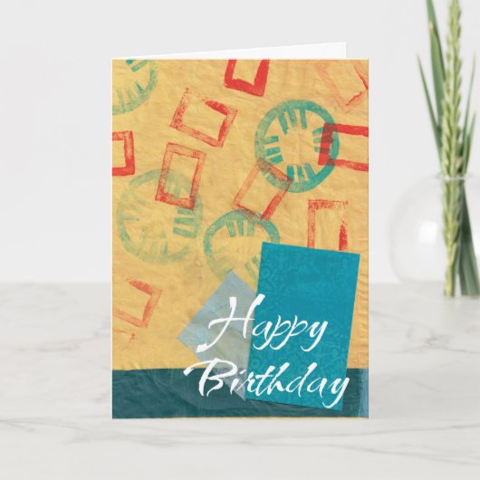 Happy Birthday Card Gelbe Collage Karte (Vorderseite)