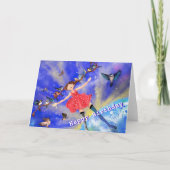 Happy Birthday Card Girl with Birds - Ihr Name Karte (Vorderseite)