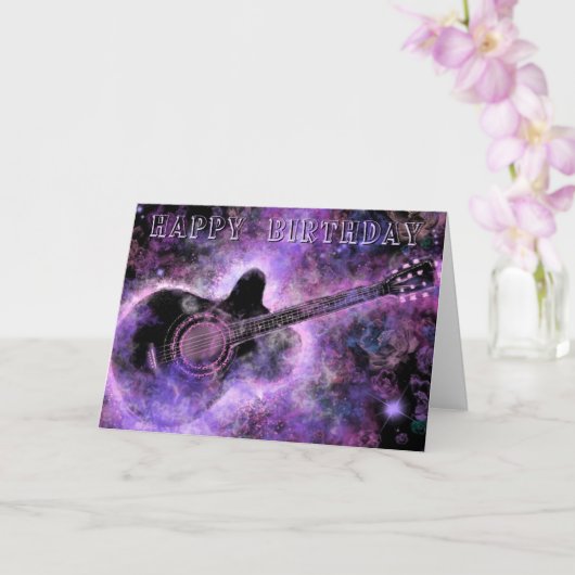 Happy Birthday Card Gitarre Music Karte (Orchidee)