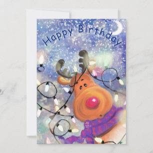 Happy Birthday Card Glücklicher Weihnachtsmann Ren