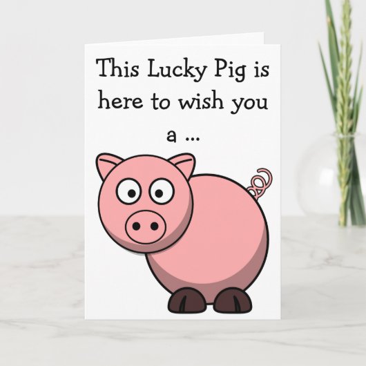 Happy Birthday Card: Glückliches Schwein Karte (Vorderseite)