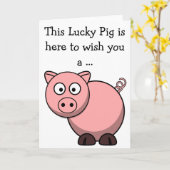 Happy Birthday Card: Glückliches Schwein Karte (Gelbe Blume)