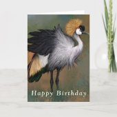 Happy Birthday Card Gray Crowned Crane Bird Karte (Vorderseite)