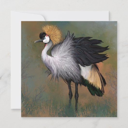 Happy Birthday Card Gray Crowned Crane Bird Karte (Rückseite)