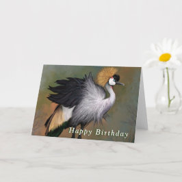 Happy Birthday Card Gray Crowned Crane Bird Karte