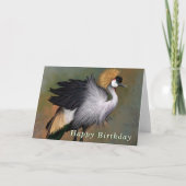 Happy Birthday Card Gray Crowned Crane Bird Karte (Vorderseite)