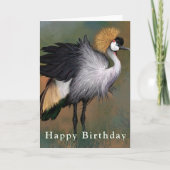 Happy Birthday Card Gray Crowned Crane Bird Karte (Vorderseite)