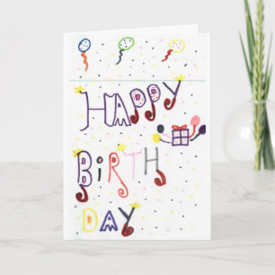 Happy Birthday Card - Handmade Kids' Zeichn! Karte