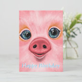 Happy Birthday Card - Happy Baby Piglet Karte (Stehend Vorderseite)