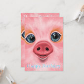 Happy Birthday Card - Happy Baby Piglet Karte (Vorderseite/Rückseite Beispiel)