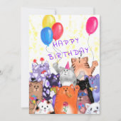 Happy Birthday Card Happy Cat Party Celebration (Vorderseite)